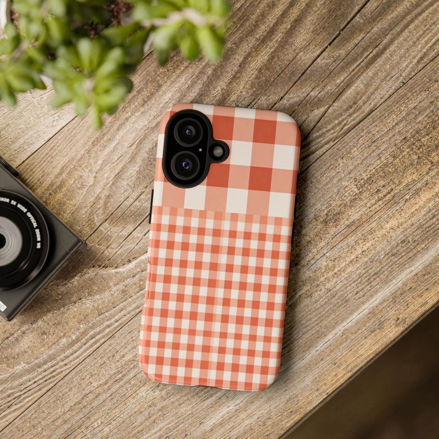 Buffalo Check Tough Phone Case — Orange Gingham Protective Cover