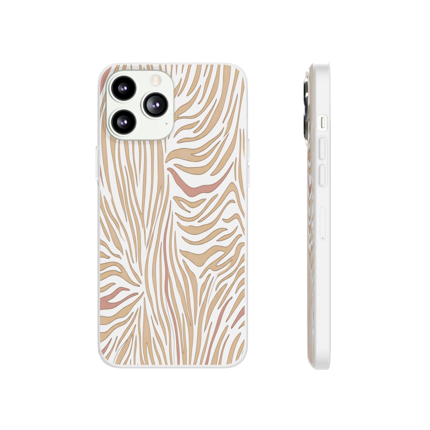 Neutral Zebra Print Flexi Case — Beige & Rose Gold Animal Pattern Phone Cover