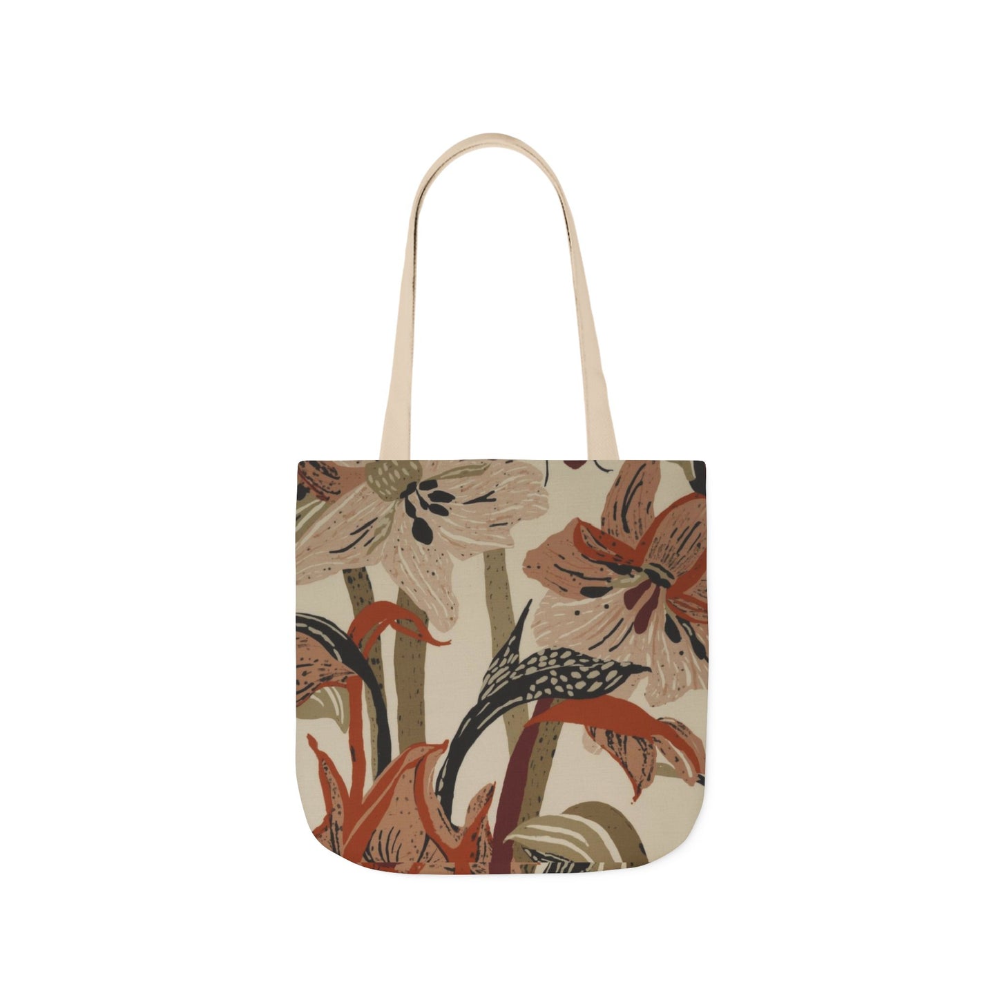 Vintage Floral Canvas Tote Bag — Earthy Botanical Print