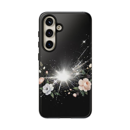 Floral Burst Phone Case — Protective Black Sparkle Design