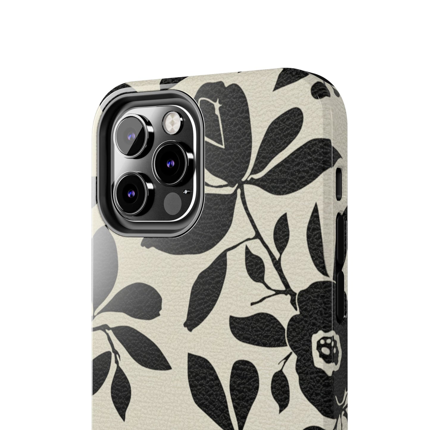Tough Phone Case — Black Floral Silhouette Protective Cover