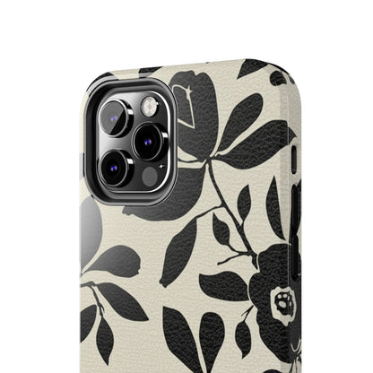 Tough Phone Case — Black Floral Silhouette Protective Cover