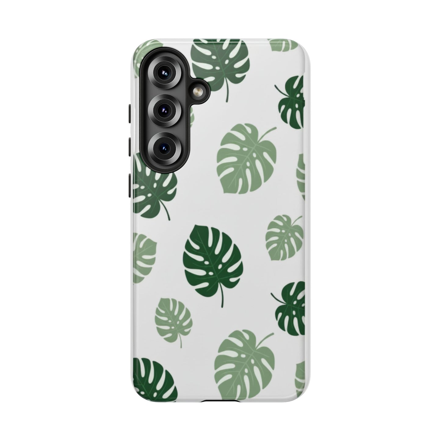 Monstera Leaf Tough Phone Case – Tropical Green Palm Pattern Protective Cover