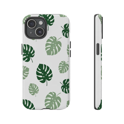 Monstera Leaf Tough Phone Case – Tropical Green Palm Pattern Protective Cover