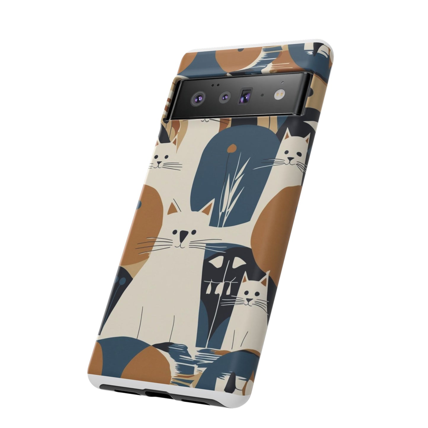 Cat Pattern Phone Case – Retro Abstract Cats Protective iPhone Cover