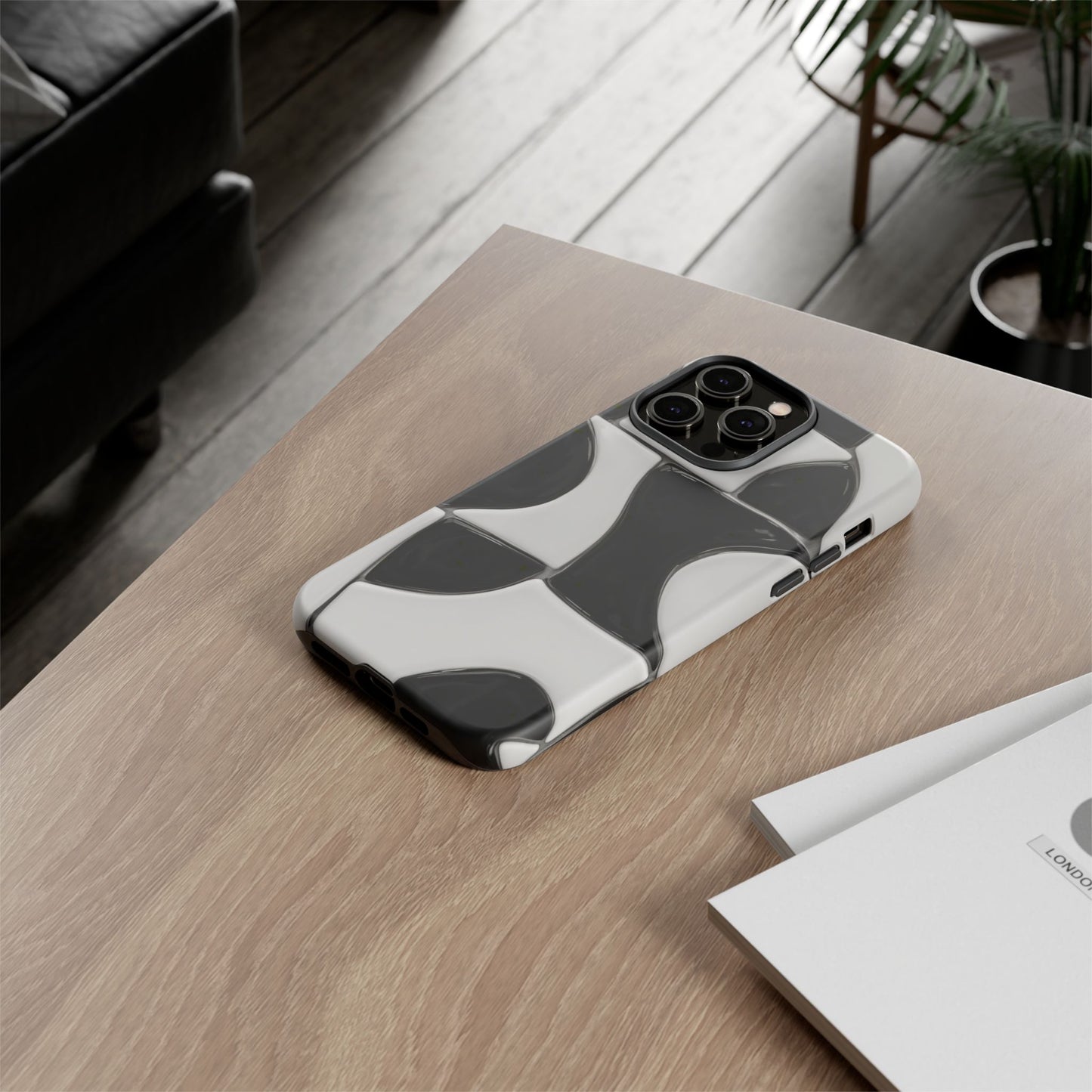 Black & White Abstract Pattern Tough Phone Case