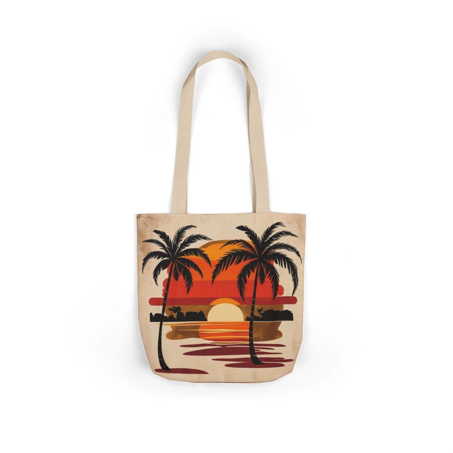 Sunset Palm Canvas Tote — Tropical Beach Sunset Tote Bag
