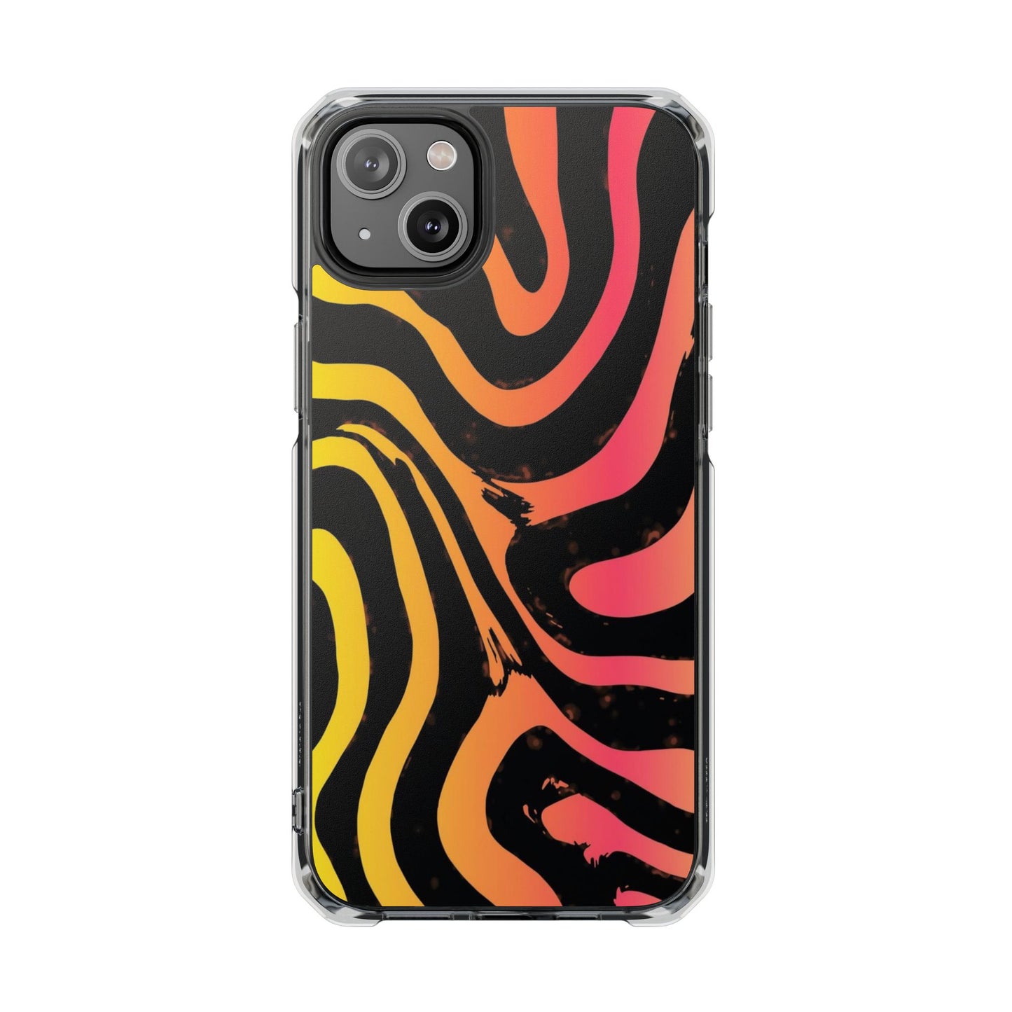 Clear Magnetic Impact Phone Case — Neon Zebra Stripe Design