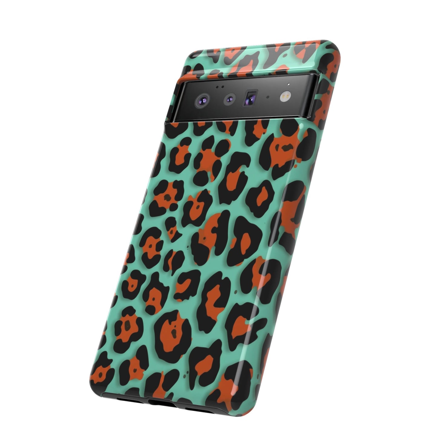 Teal & Rust Leopard Phone Case — Tough Protective Animal Print