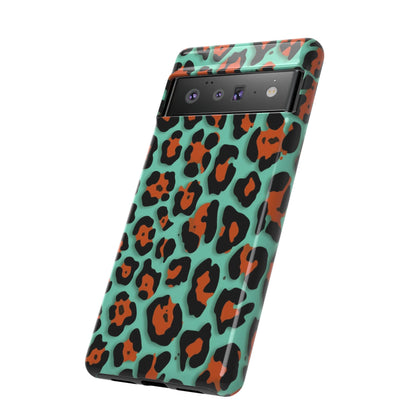 Teal & Rust Leopard Phone Case — Tough Protective Animal Print