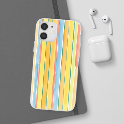 Watercolor Stripe Phone Case — Bright Pastel Vertical Stripes Protective Flexi Case