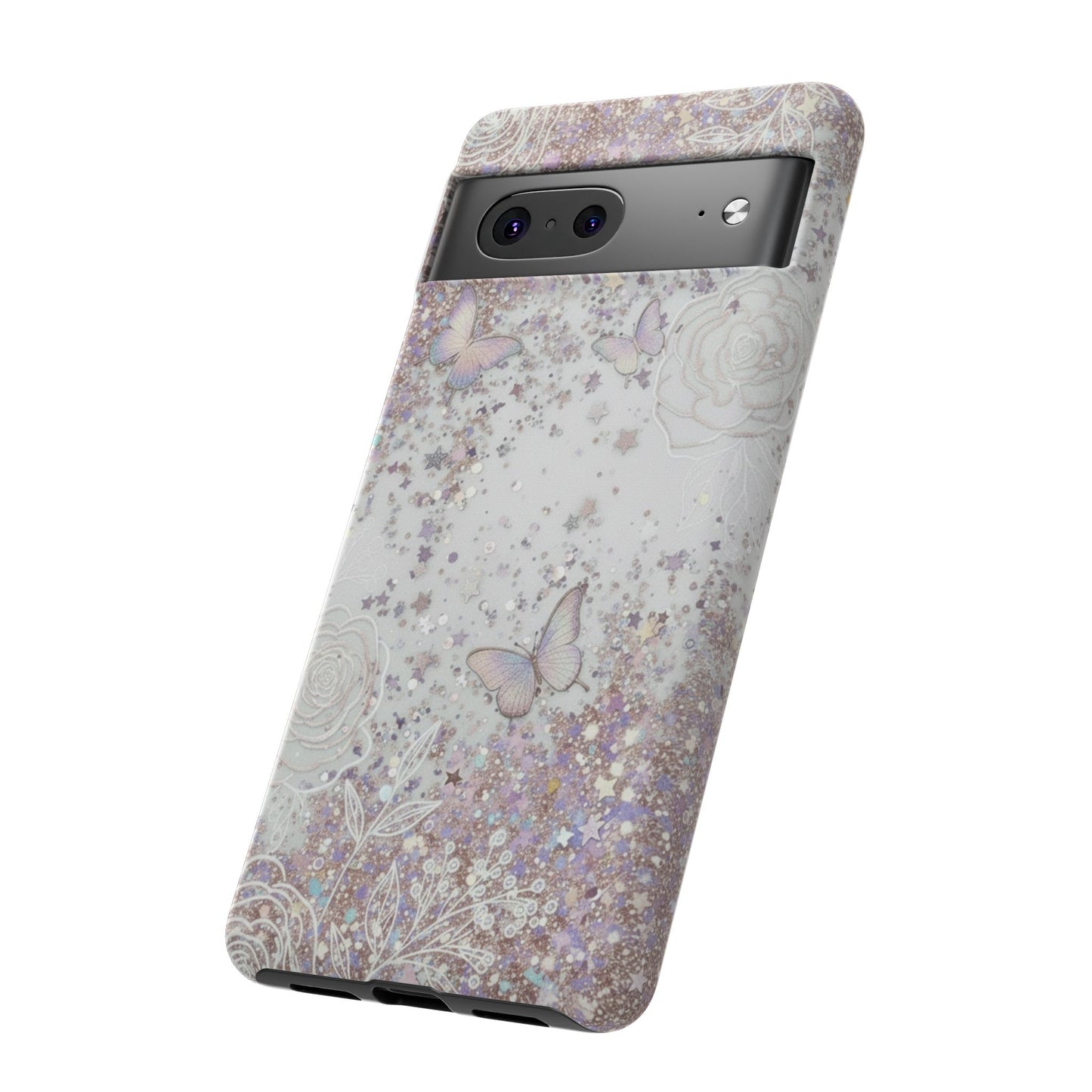 Butterfly Glitter Tough Phone Case — Floral Sparkle Protective Case