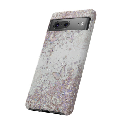 Butterfly Glitter Tough Phone Case — Floral Sparkle Protective Case