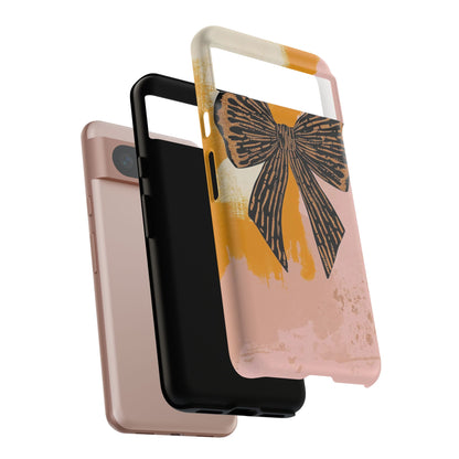 Bow Brushstroke Tough Phone Case — Pink & Mustard