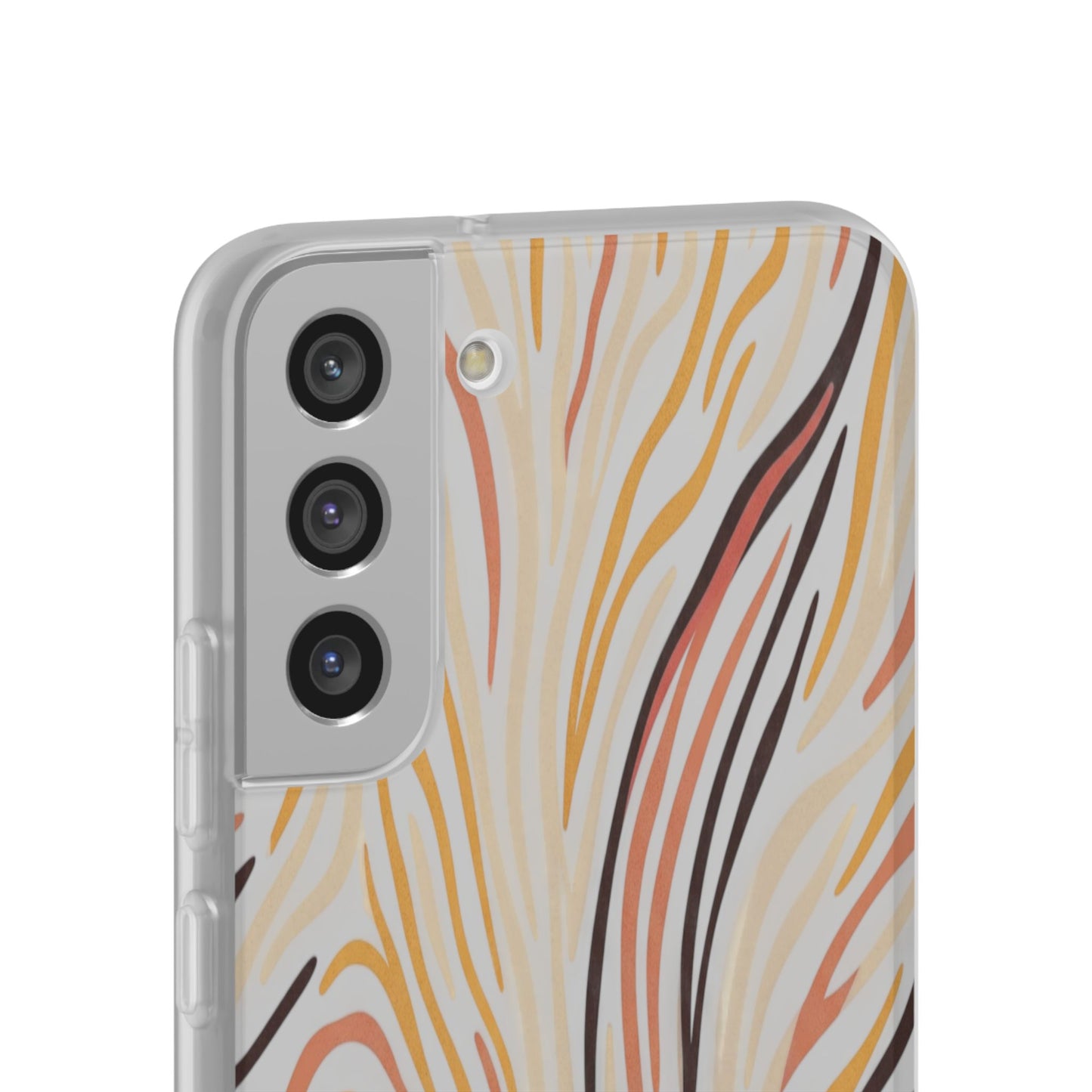 Marbled Neutral Stripe Phone Case — Abstract Beige & Terracotta Flexi Case