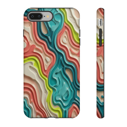 Abstract Contour Phone Case — Colorful Topographic Pattern Tough Case