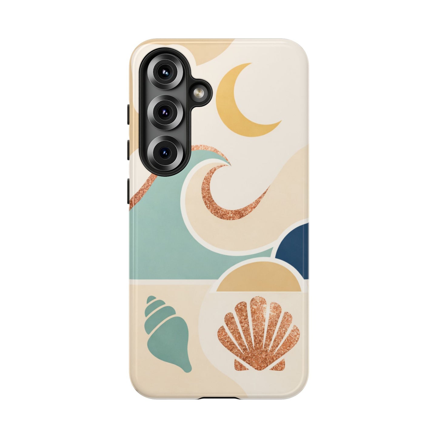 Sea Breeze Tough Phone Case — Retro Waves & Shells Design