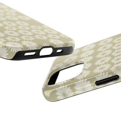 Daisy Pattern Tough Phone Case — Protective Floral iPhone Cover