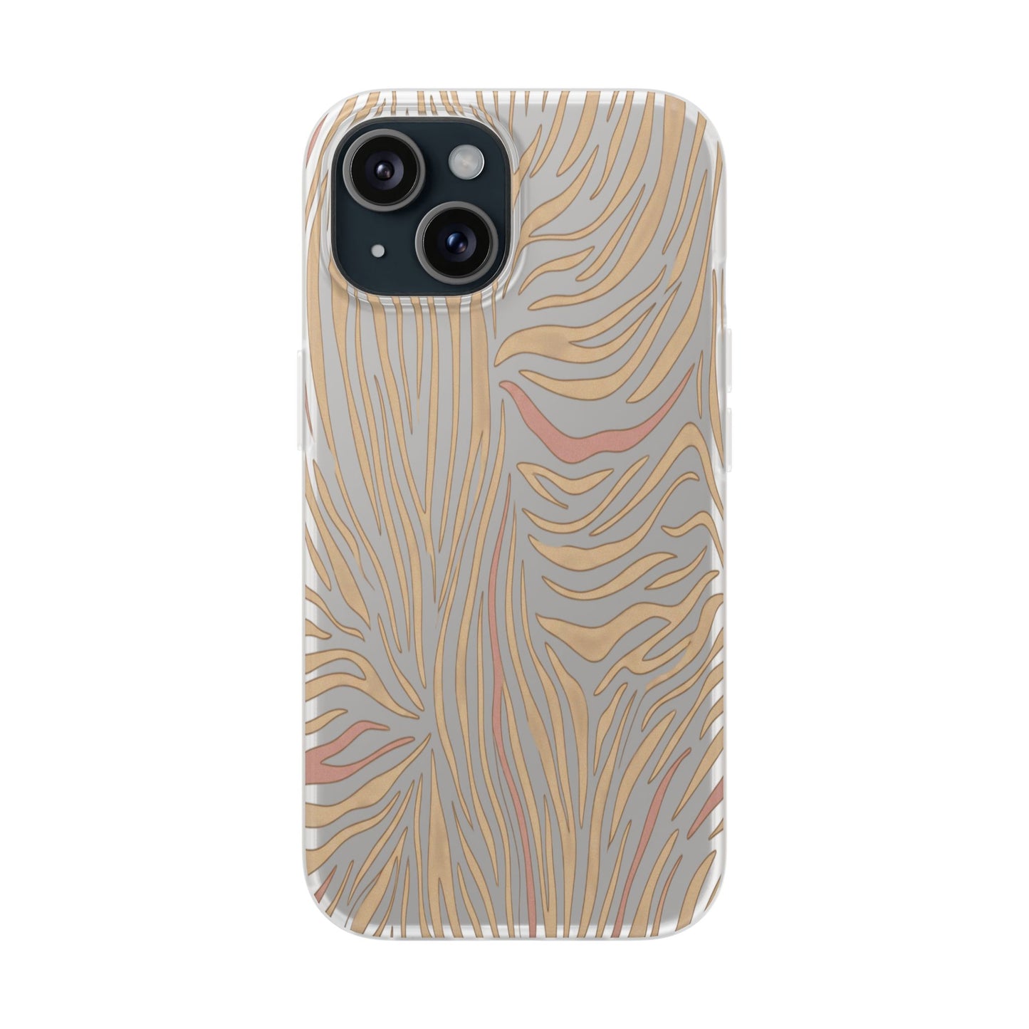 Neutral Zebra Print Flexi Case — Beige & Rose Gold Animal Pattern Phone Cover