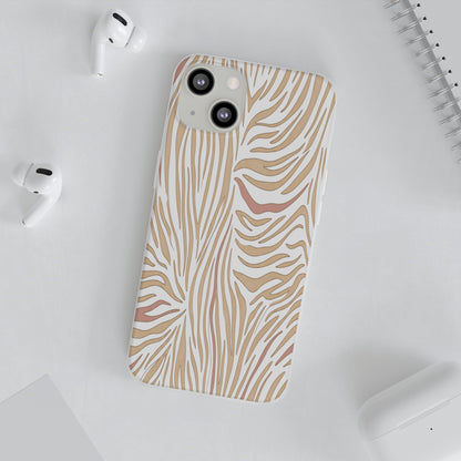 Neutral Zebra Print Flexi Case — Beige & Rose Gold Animal Pattern Phone Cover