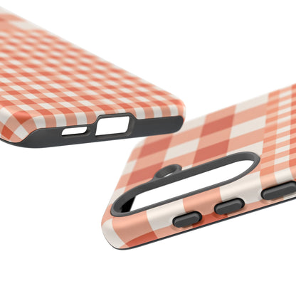 Buffalo Check Tough Phone Case — Orange Gingham Protective Cover