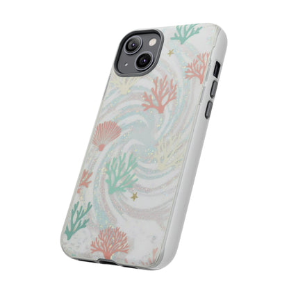 Seafoam Coral Tough Phone Case - Pastel Ocean Wave Design