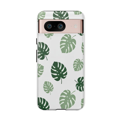 Monstera Leaf Tough Phone Case – Tropical Green Palm Pattern Protective Cover