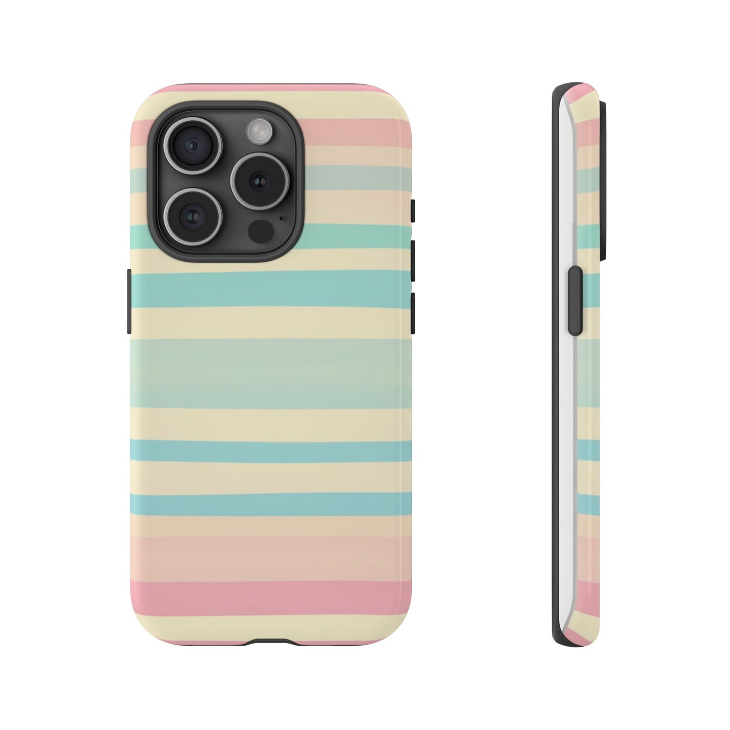 Pastel Striped Tough Phone Case – Protective Retro Rainbow Design