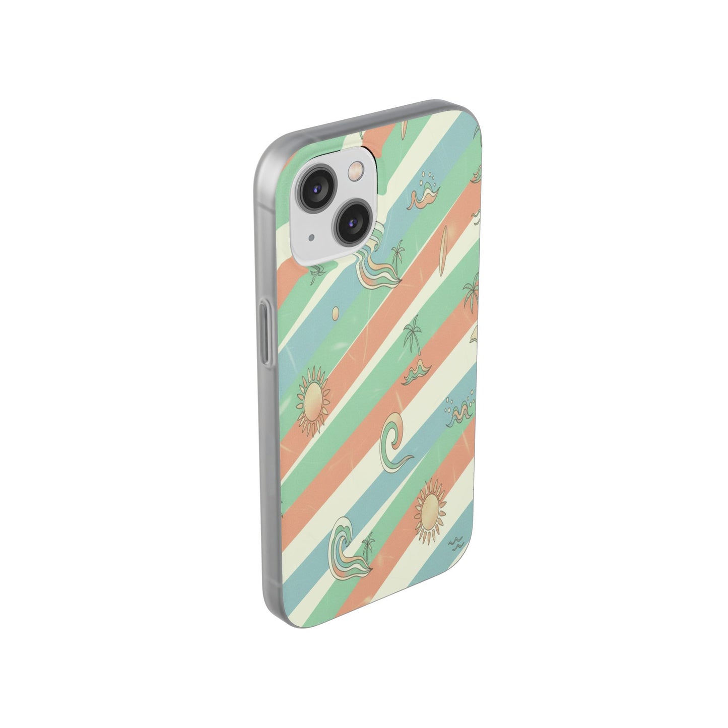 Beach Vibes Phone Case — Retro Pastel Surf & Palm Protective Flexi Case