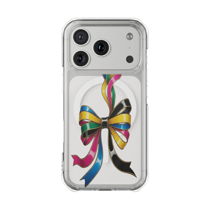 Clear Magnetic Phone Case — Colorful Ribbon Bow Design