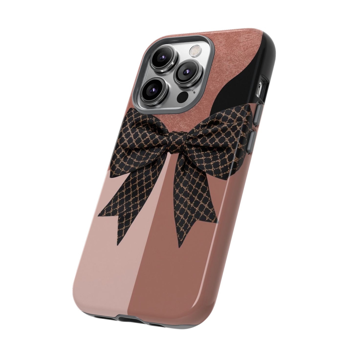 Bow Stripe Tough Phone Case – Pink Mauve Protective Cover