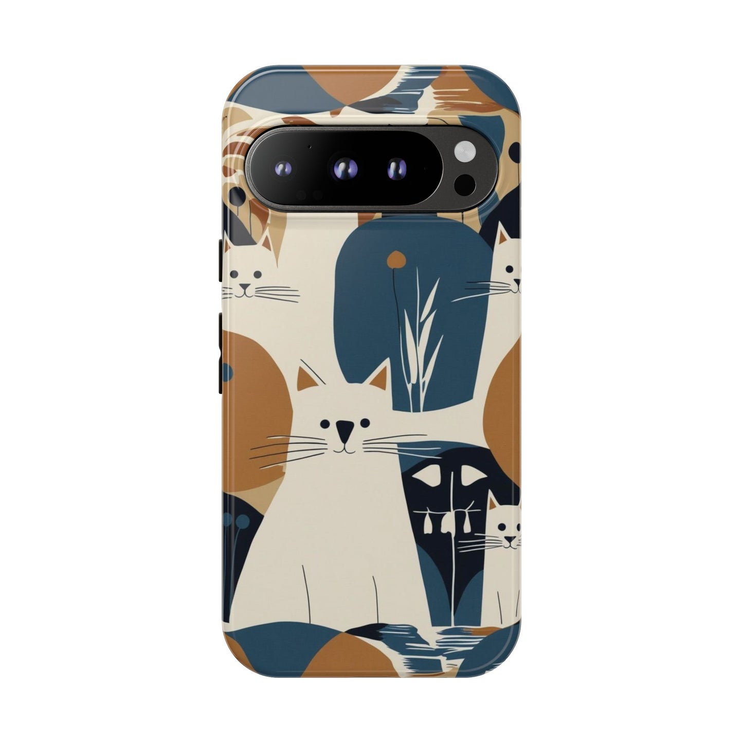 Cat Pattern Phone Case – Retro Abstract Cats Protective iPhone Cover