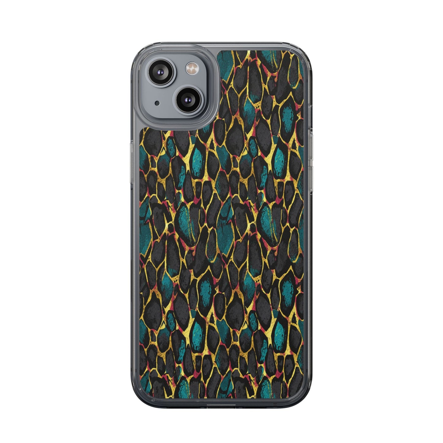Teal Gold Leopard Clear Phone Case