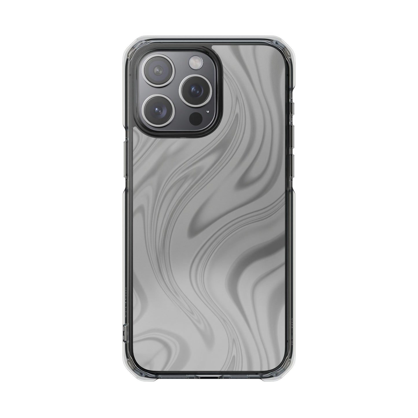 Clear Magnetic Impact Phone Case — Gray Marble Swirl