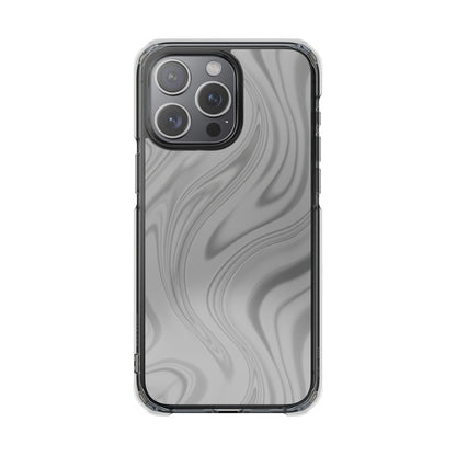 Clear Magnetic Impact Phone Case — Gray Marble Swirl