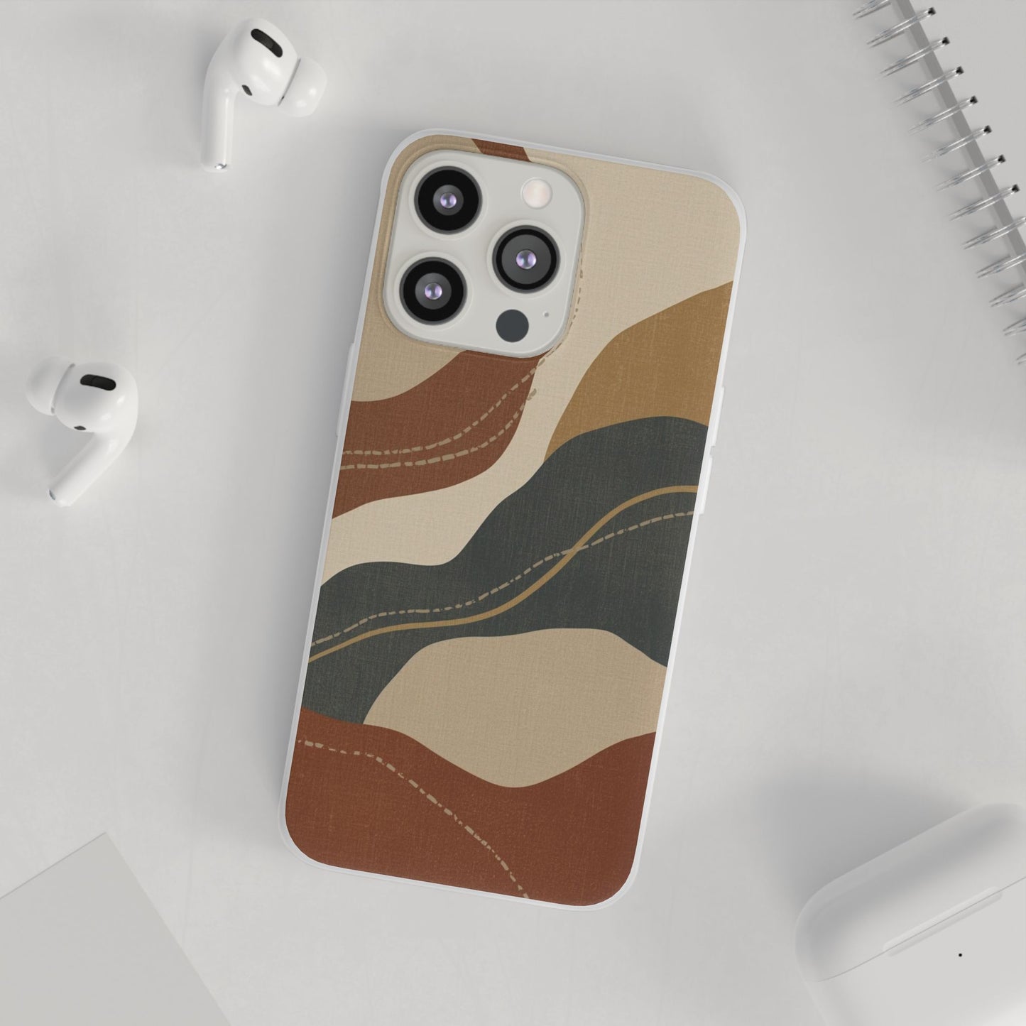 Abstract Earth Tone Phone Case — Boho Wavy Flexi Case