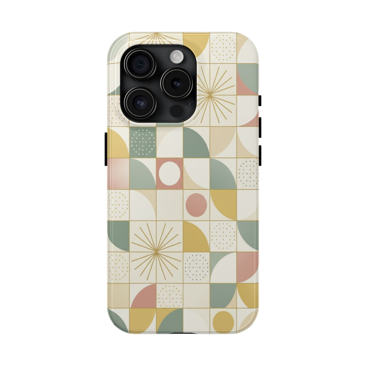 Retro Geometric Tough Phone Case — Pastel Midcentury Pattern