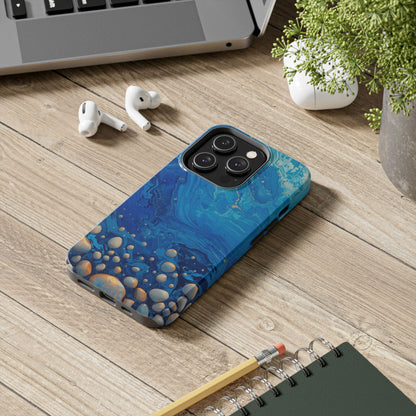 Blue Ocean Pebble Tough Phone Case — Protective Artistic Marble Design