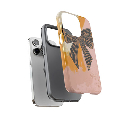 Bow Brushstroke Tough Phone Case — Pink & Mustard