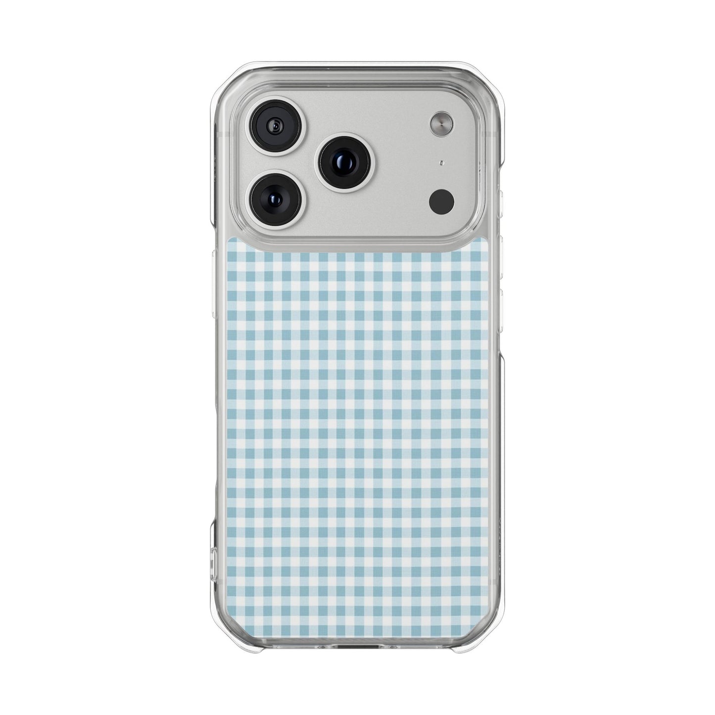 Blue Gingham Clear Magnetic Phone Case
