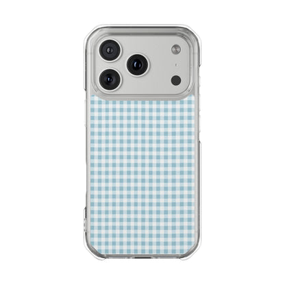 Blue Gingham Clear Magnetic Phone Case