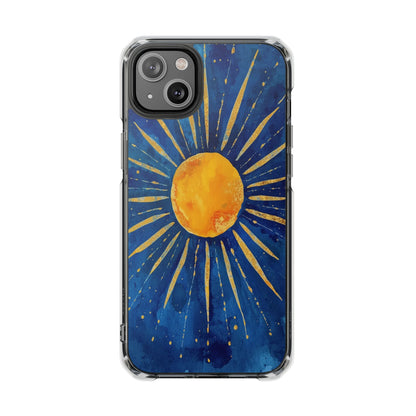 Sunburst Sky Magnetic Clear Phone Case — Protective Artistic Sun Design