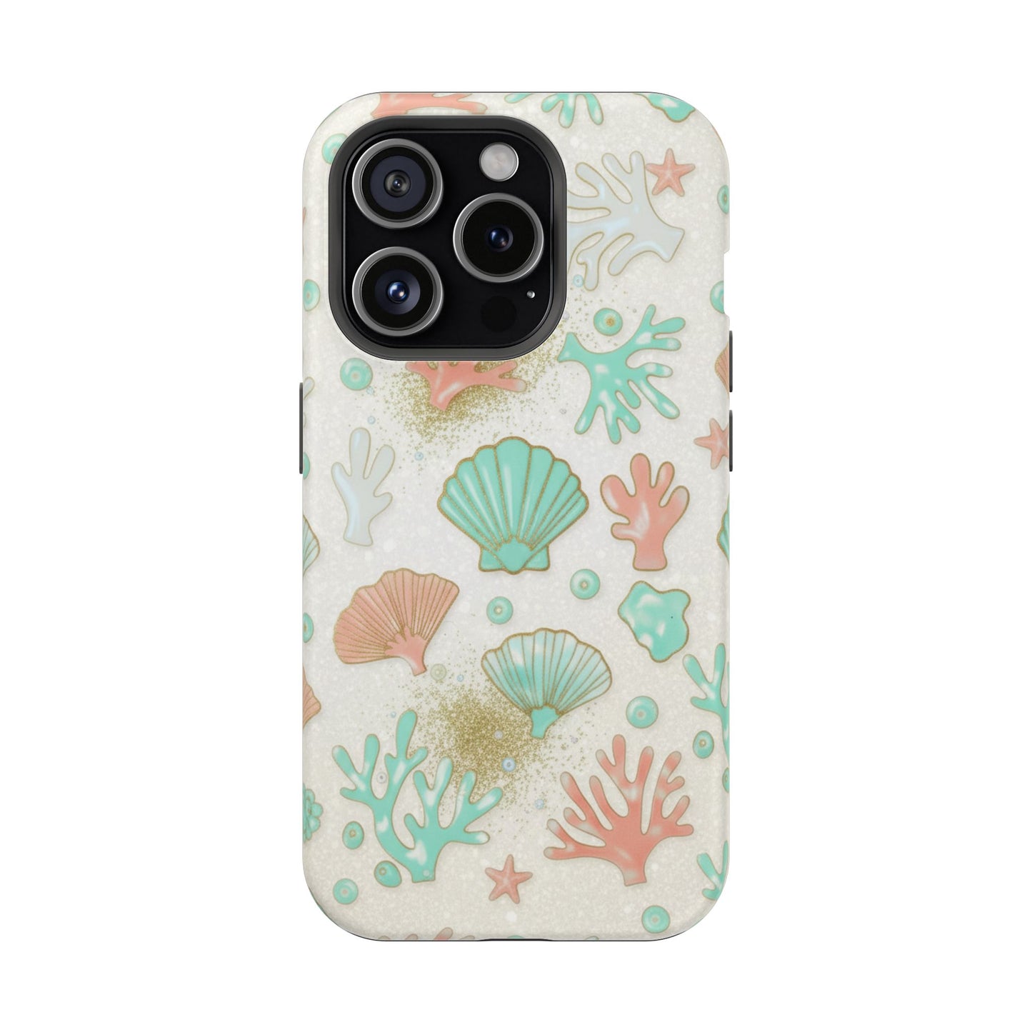 Sea Shells Magnetic Impact Phone Case — Pastel Coral & Teal Beach Design