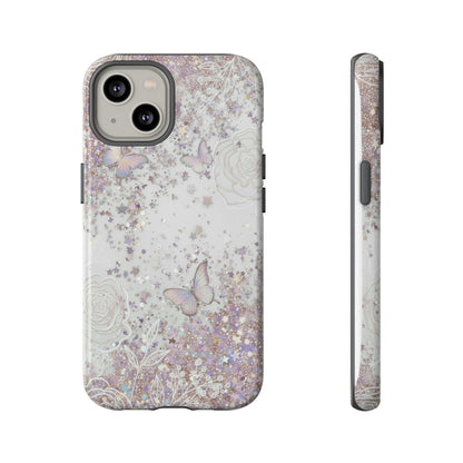 Butterfly Glitter Tough Phone Case — Floral Sparkle Protective Case