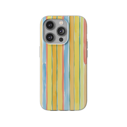 Watercolor Stripe Phone Case — Bright Pastel Vertical Stripes Protective Flexi Case