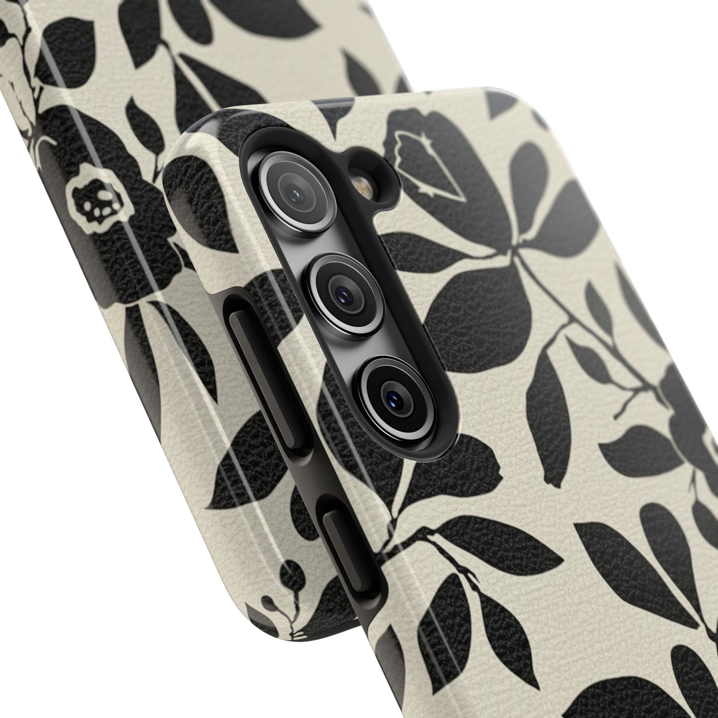 Tough Phone Case — Black Floral Silhouette Protective Cover
