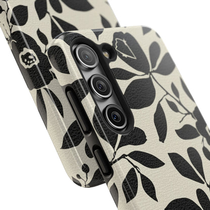Tough Phone Case — Black Floral Silhouette Protective Cover