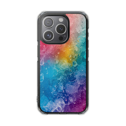 Clear Magnetic Phone Case — Rainbow Crystal Watercolor Impact Protective Cover