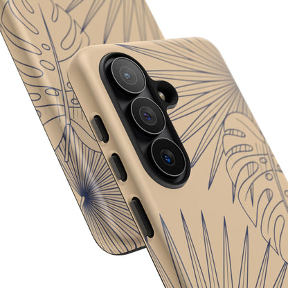 Tropical Palm Leaf Tough Phone Case — Beige Monstera Protective Cover