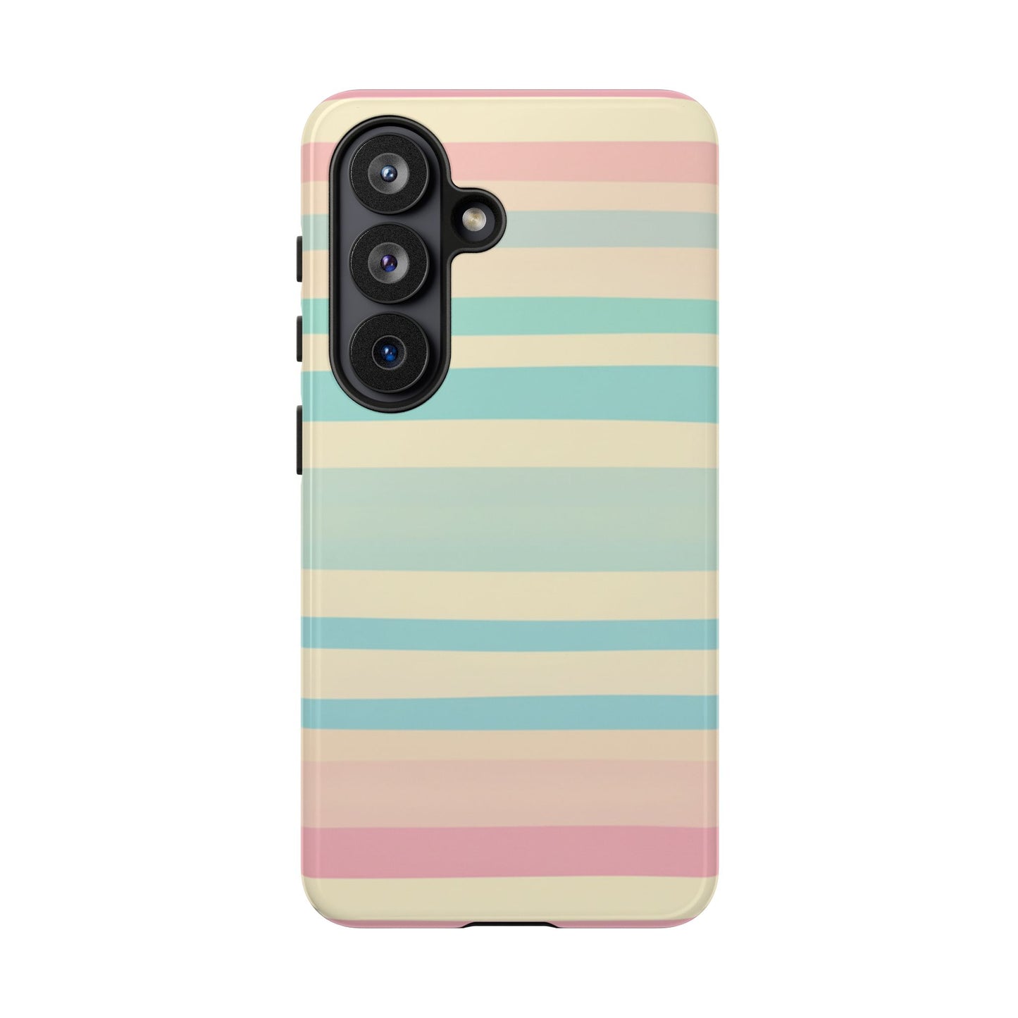 Pastel Striped Tough Phone Case – Protective Retro Rainbow Design